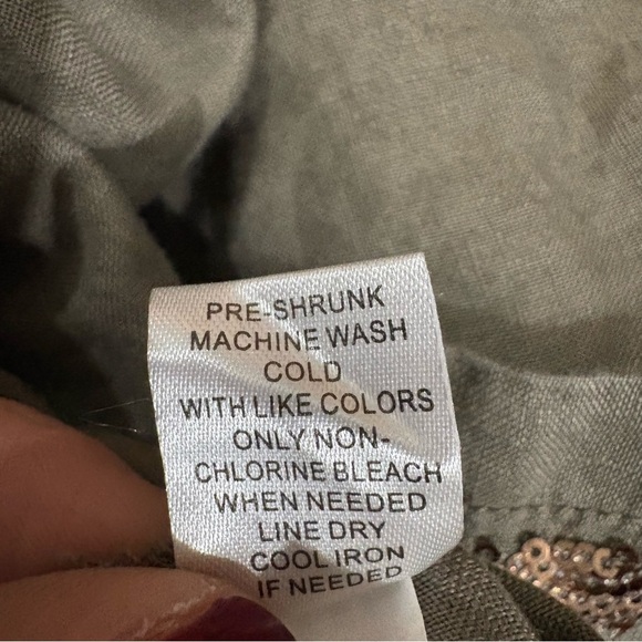 Lulu-B 100% Linen Womens S Blouse Brown Resort Travel Coverup Embellished Sequin - Picture 13 of 14